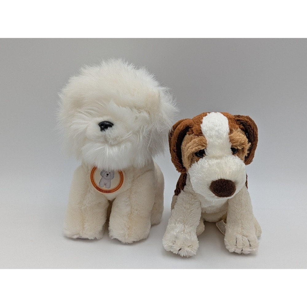 Golden‎ Bear Bichon Frise Beagle Dog Plush White Brown Lot Stuffed Animal Toy